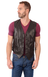 Men Genuine Leather Waistcoat 03 SkinOutfit
